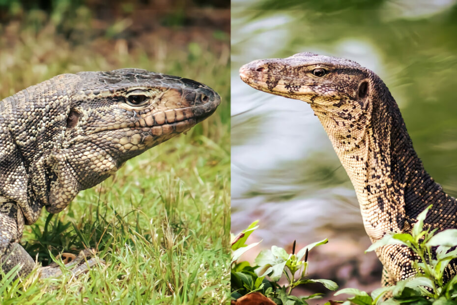 Tegu (left) and monitor lizard (right)