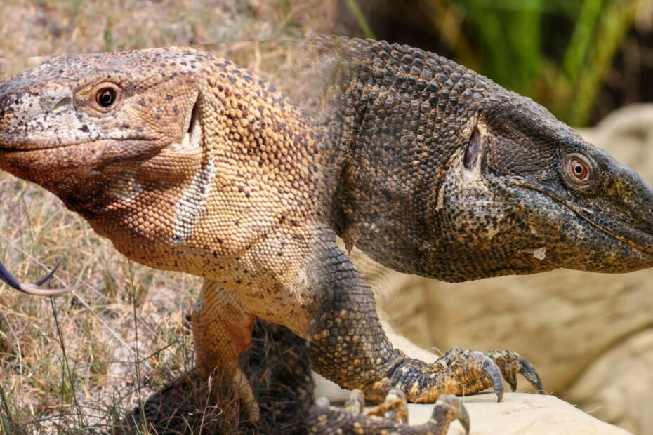 Left: White-Throated Monitor Lizard, Right: Black-Throated Monitor Lizard