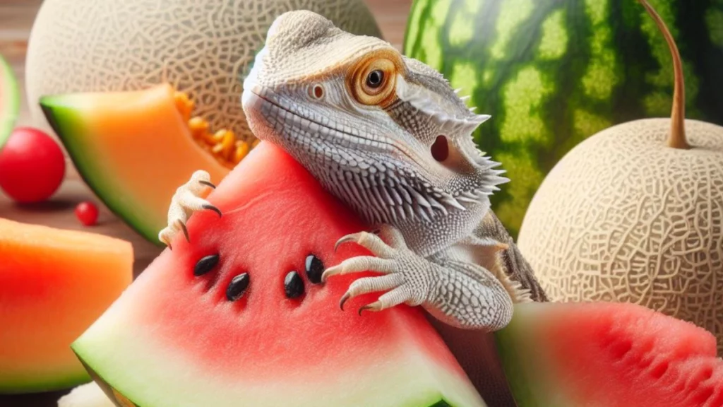 Bearded dragon with melons