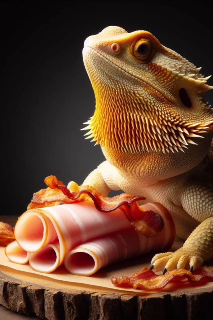 Ham and bacon are not a healthy choice for bearded dragons.