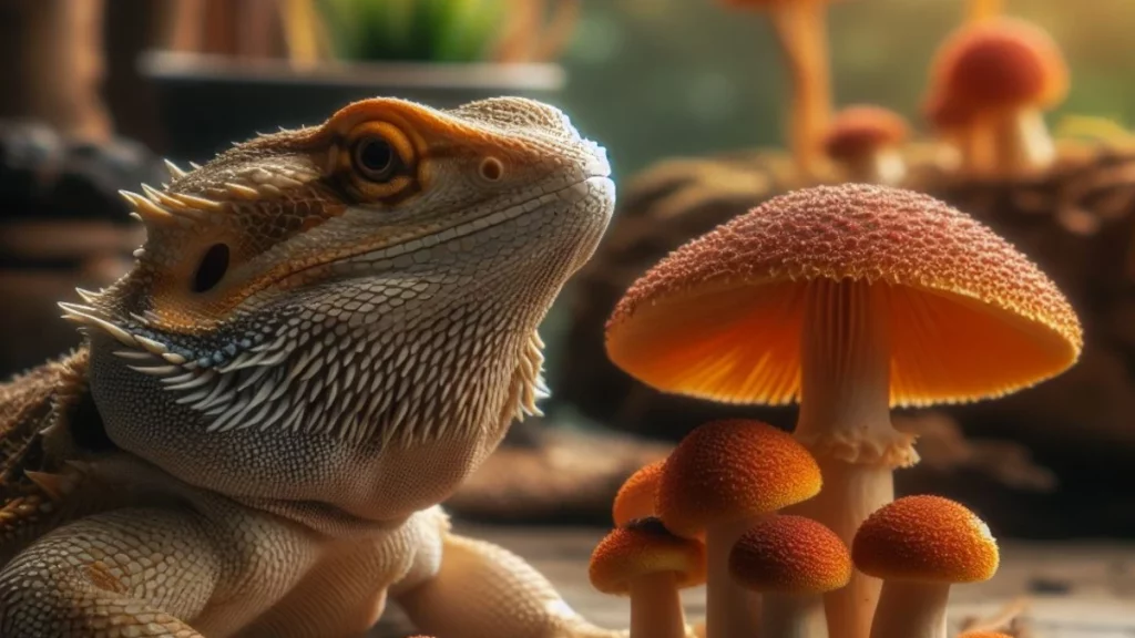 Bearded Dragon with Mushrooms
