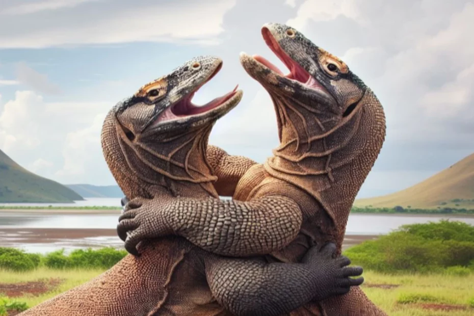 Komodo Dragons Fighting
