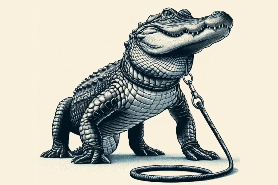 Pet Alligator on a Leash
